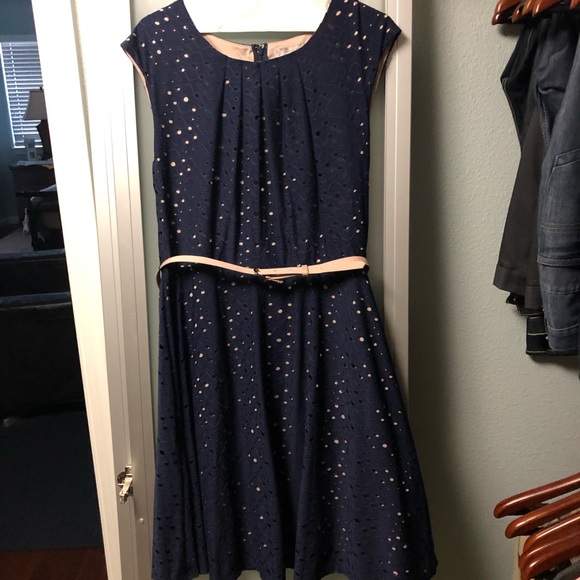 Dress Barn Dresses & Skirts - Dressbarn dress of navy blue eyelet fabric